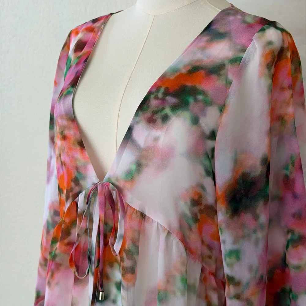 Like Mynded Elegant Floral Watercolor Swim Coverup - Picture 4 of 16